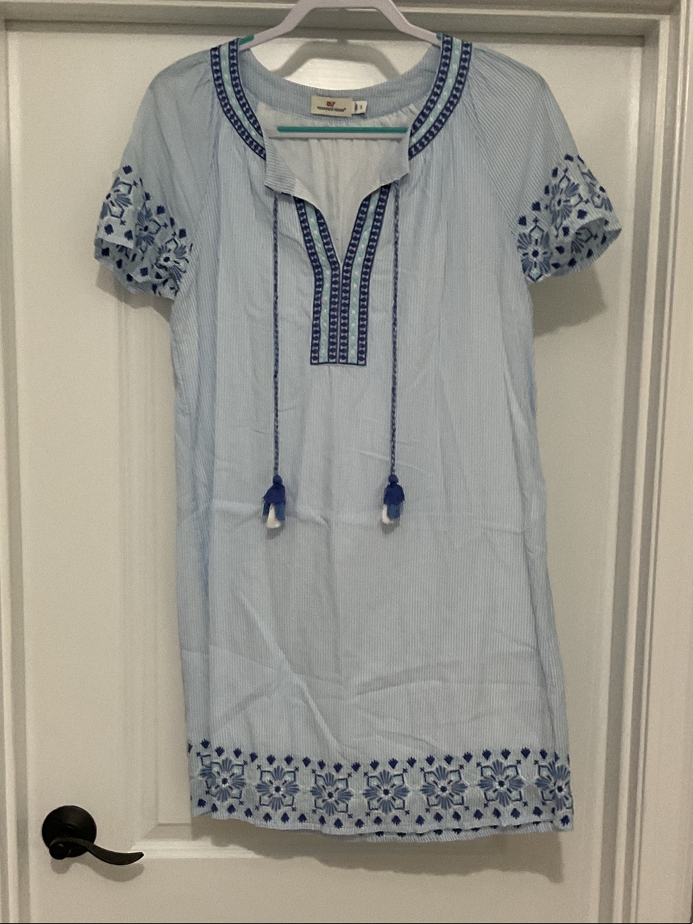 Vineyard Vines Light Blue Embroidered Midi Dress